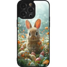 Coque iPhone 14 Pro Max - Silicone rigide noir Easter 2026 Rabbit in the garden