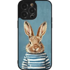 Coque iPhone 14 Pro Max - Silicone rigide noir Easter 2026 Rabbit navy
