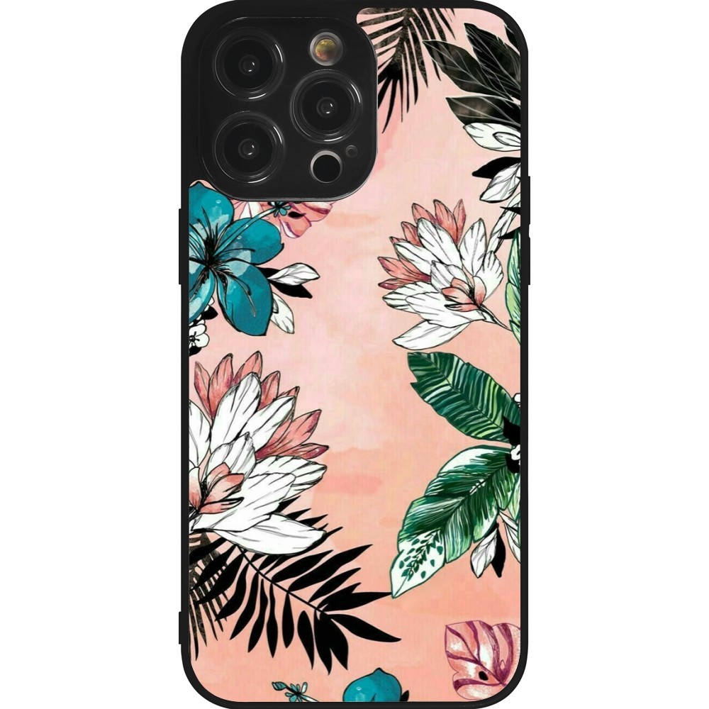 iPhone 14 Pro Max Case Hülle - Silikon schwarz Flowers Artprint