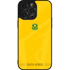 Coque iPhone 14 Pro Max - Silicone rigide noir Maillot de football Afrique du Sud 2026 personnalisable