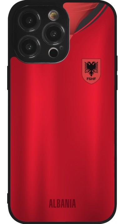 Coque iPhone 14 Pro Max - Silicone rigide noir Maillot de football Albanie personnalisable