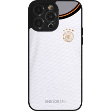 Coque iPhone 14 Pro Max - Silicone rigide noir Maillot de football Allemagne 2022 personnalisable