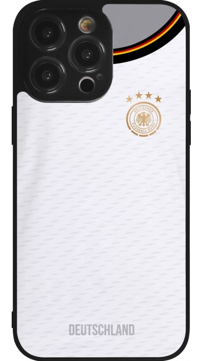 Coque iPhone 14 Pro Max - Silicone rigide noir Maillot de football Allemagne 2022 personnalisable