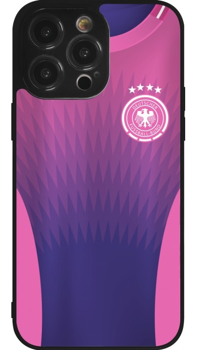 Coque iPhone 14 Pro Max - Silicone rigide noir Maillot de football Allemagne Extérieur personnalisable