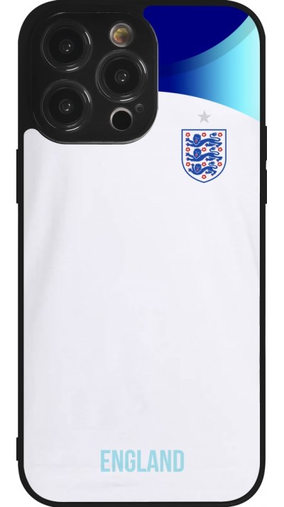 Coque iPhone 14 Pro Max - Silicone rigide noir Maillot de football Angleterre 2022 personnalisable