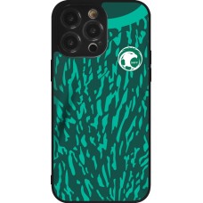 Coque iPhone 14 Pro Max - Silicone rigide noir Maillot de football Arabie saoudite 2022 personnalisable