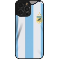 Coque iPhone 14 Pro Max - Silicone rigide noir Maillot de football Argentine 2022 personnalisable