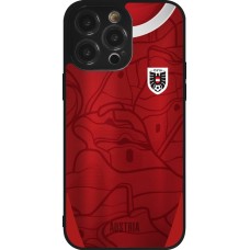 Coque iPhone 14 Pro Max - Silicone rigide noir Maillot de football Autriche personnalisable