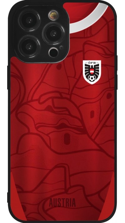 Coque iPhone 14 Pro Max - Silicone rigide noir Maillot de football Autriche personnalisable