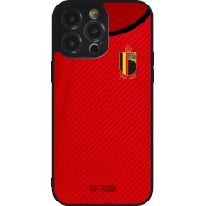 Coque iPhone 14 Pro Max - Silicone rigide noir Maillot de football Belgique 2022 personnalisable