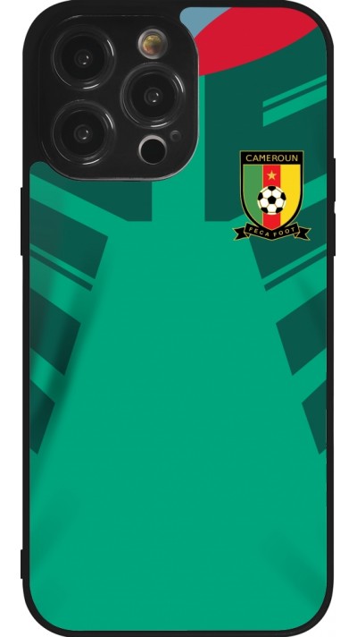Coque iPhone 14 Pro Max - Silicone rigide noir Maillot de football Cameroun 2022 personnalisable