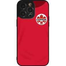 Coque iPhone 14 Pro Max - Silicone rigide noir Maillot de football Canada 2022 personnalisable