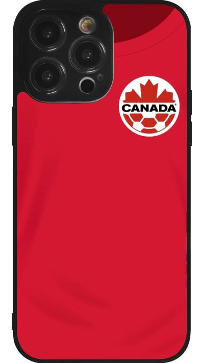 Coque iPhone 14 Pro Max - Silicone rigide noir Maillot de football Canada 2022 personnalisable