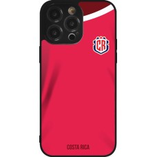 Coque iPhone 14 Pro Max - Silicone rigide noir Maillot de football Costa Rica 2022 personnalisable