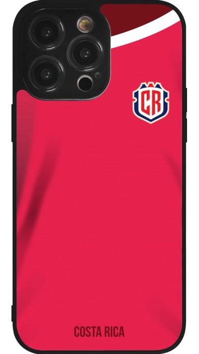 Coque iPhone 14 Pro Max - Silicone rigide noir Maillot de football Costa Rica 2022 personnalisable