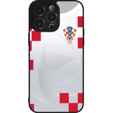 iPhone 14 Pro Max Case Hülle - Silikon schwarz Kroatien 2022 personalisierbares Fussballtrikot