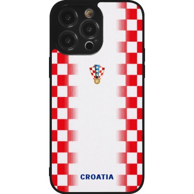 Coque iPhone 14 Pro Max - Silicone rigide noir Maillot de football Croatie 2026 personnalisable