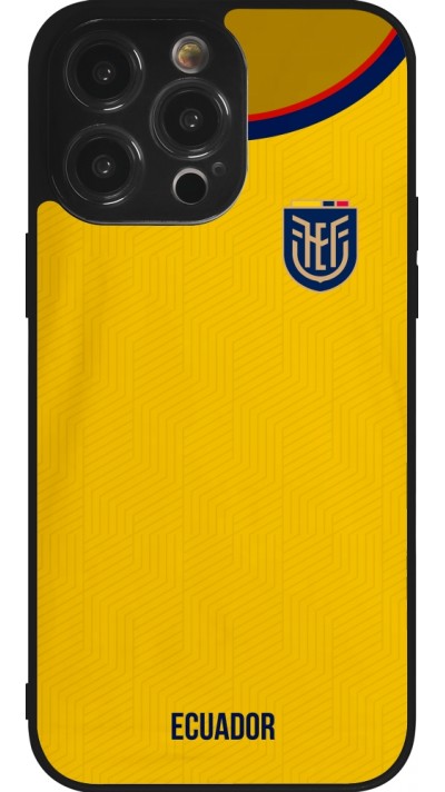 Coque iPhone 14 Pro Max - Silicone rigide noir Maillot de football Equateur 2022