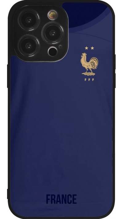 Coque iPhone 14 Pro Max - Silicone rigide noir Maillot de football France 2022 personnalisable