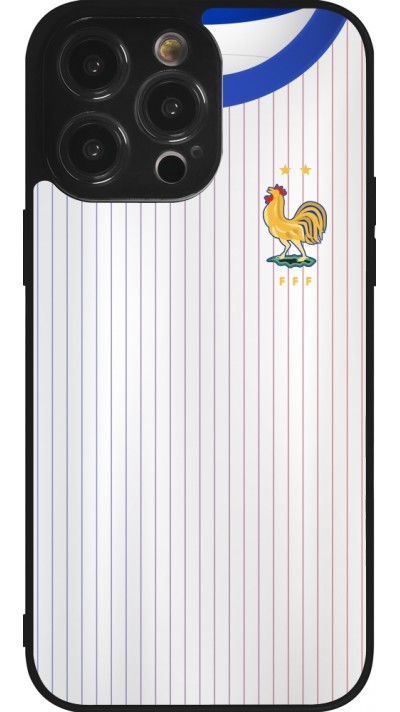 Coque iPhone 14 Pro Max - Silicone rigide noir Maillot de football France Extérieur personnalisable