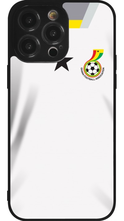 Coque iPhone 14 Pro Max - Silicone rigide noir Maillot de football Ghana 2022 personnalisable