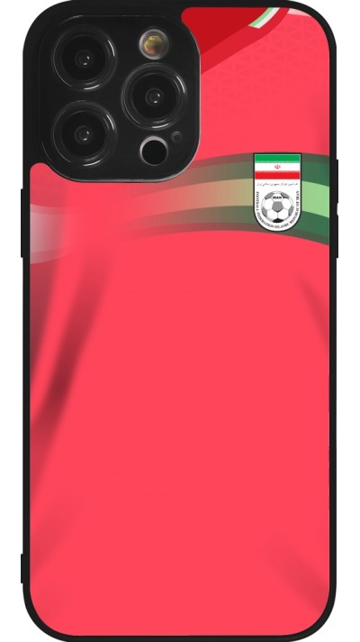 Coque iPhone 14 Pro Max - Silicone rigide noir Maillot de football Iran 2022 personnalisable