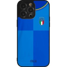 Coque iPhone 14 Pro Max - Silicone rigide noir Maillot de football Italie 2022 personnalisable