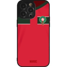 Coque iPhone 14 Pro Max - Silicone rigide noir Maillot de football Maroc 2022 personnalisable