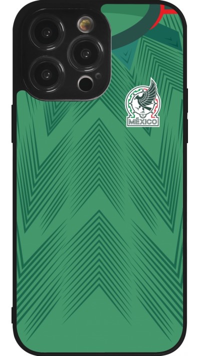Coque iPhone 14 Pro Max - Silicone rigide noir Maillot de football Mexique 2022 personnalisable
