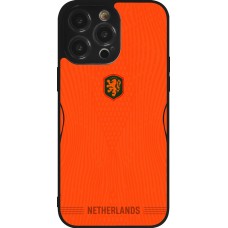 Coque iPhone 14 Pro Max - Silicone rigide noir Maillot de football Pays-Bas 2026 personnalisable