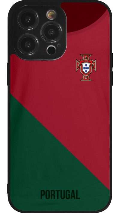 Coque iPhone 14 Pro Max - Silicone rigide noir Maillot de football Portugal 2022