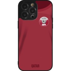 Coque iPhone 14 Pro Max - Silicone rigide noir Maillot de football Qatar 2022 personnalisable