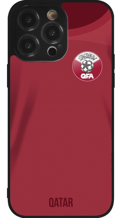 Coque iPhone 14 Pro Max - Silicone rigide noir Maillot de football Qatar 2022 personnalisable