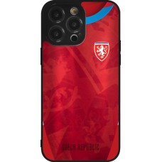 Coque iPhone 14 Pro Max - Silicone rigide noir Maillot de football République Tchèque personnalisable