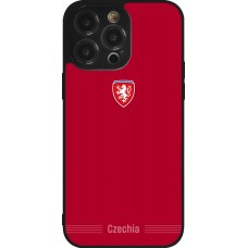 Coque iPhone 14 Pro Max - Silicone rigide noir Maillot de football Répuplique Tchèque 2026 personnalisable
