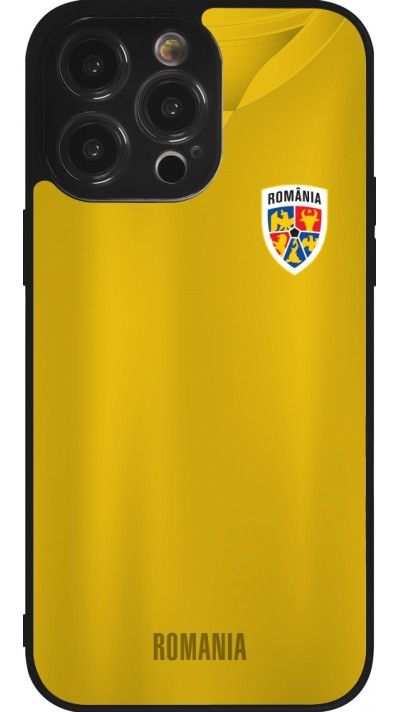 Coque iPhone 14 Pro Max - Silicone rigide noir Maillot de football Roumanie