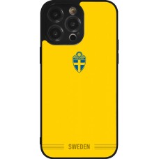 Coque iPhone 14 Pro Max - Silicone rigide noir Maillot de football Suède 2026 personnalisable