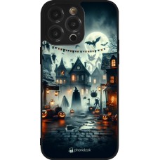 iPhone 14 Pro Max Case Hülle - Silikon schwarz Halloween Spukstadt