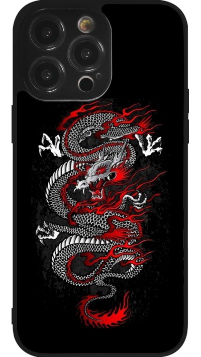 iPhone 14 Pro Max Case Hülle - Silikon schwarz Japanese style Dragon Tattoo Red Black