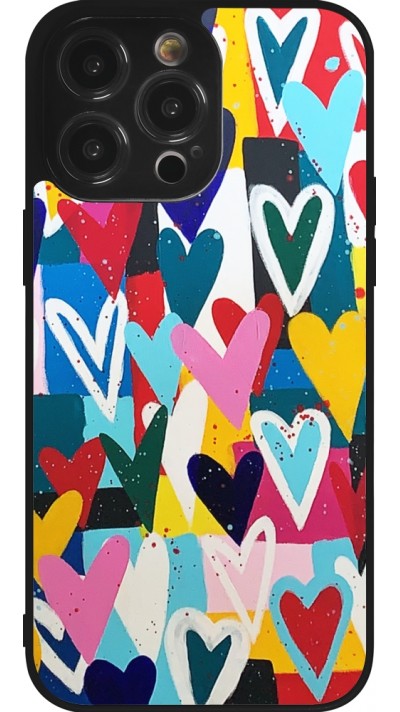 iPhone 14 Pro Max Case Hülle - Silikon schwarz Joyful Hearts