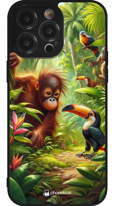 iPhone 14 Pro Max Case Hülle - Silikon schwarz Tropischer Dschungel Tayrona