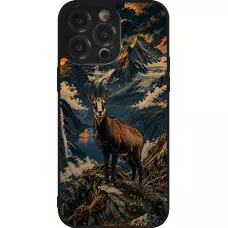 Coque iPhone 14 Pro Max - Silicone rigide noir Linocut Chamois