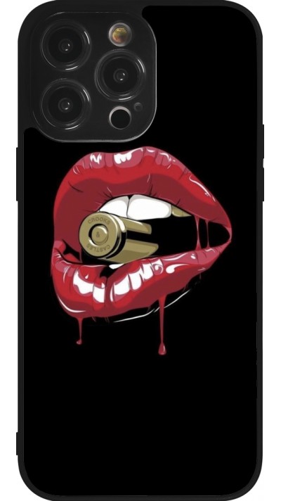 Coque iPhone 14 Pro Max - Silicone rigide noir Lips bullet