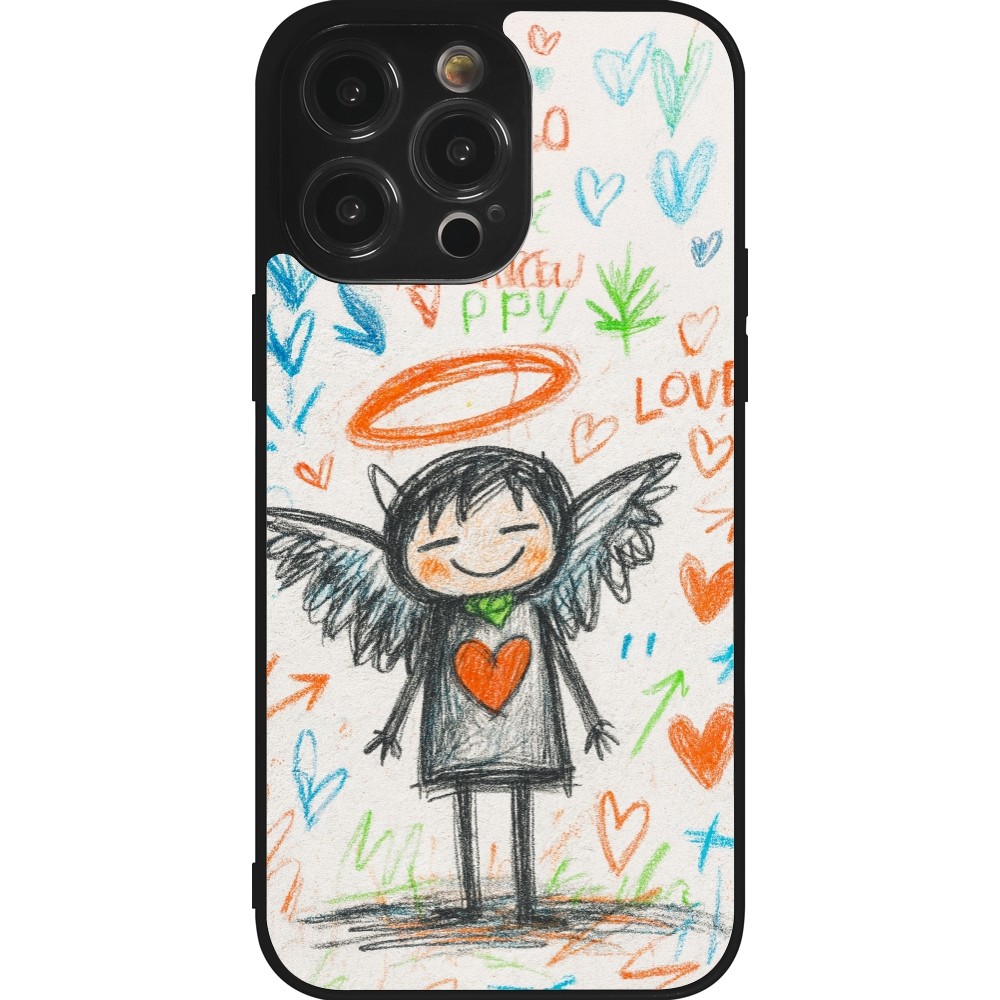 iPhone 14 Pro Max Case Hülle - Silikon schwarz Little Angel Sketch Love