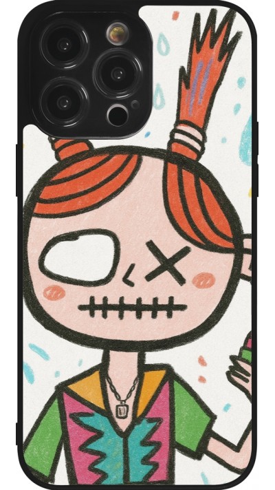 Coque iPhone 14 Pro Max - Silicone rigide noir Little Girl Sketch