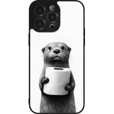 Coque iPhone 14 Pro Max - Silicone rigide noir Loutre papier de toilette