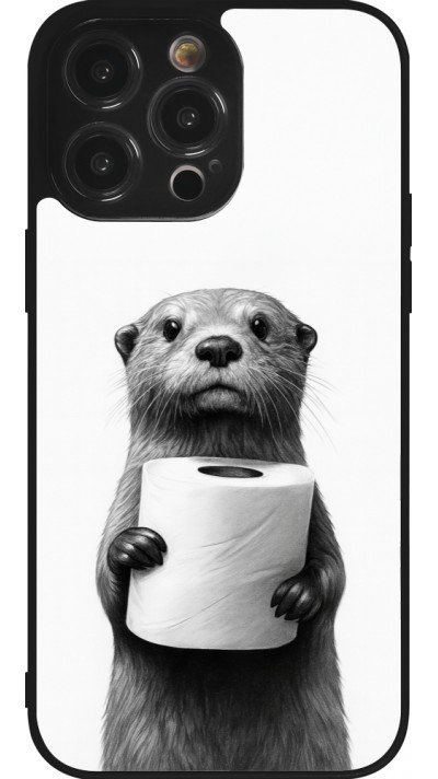 iPhone 14 Pro Max Case Hülle - Silikon schwarz Otter Toilettenpapier