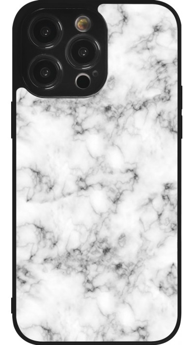 Coque iPhone 14 Pro Max - Silicone rigide noir Marble 01