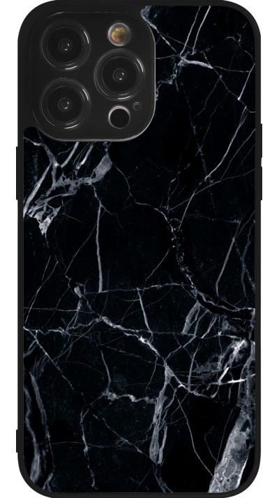 Coque iPhone 14 Pro Max - Silicone rigide noir Marble Black 01