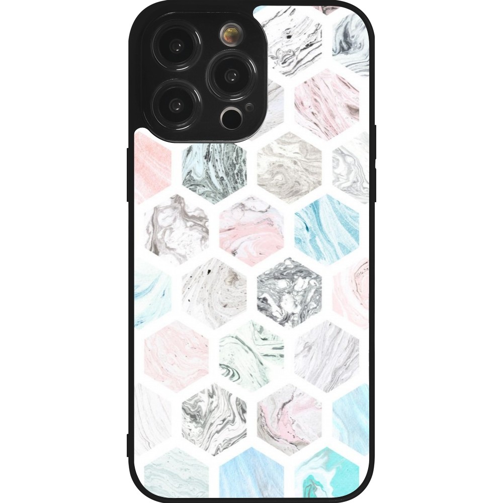 Coque iPhone 14 Pro Max - Silicone rigide noir Marble Everything